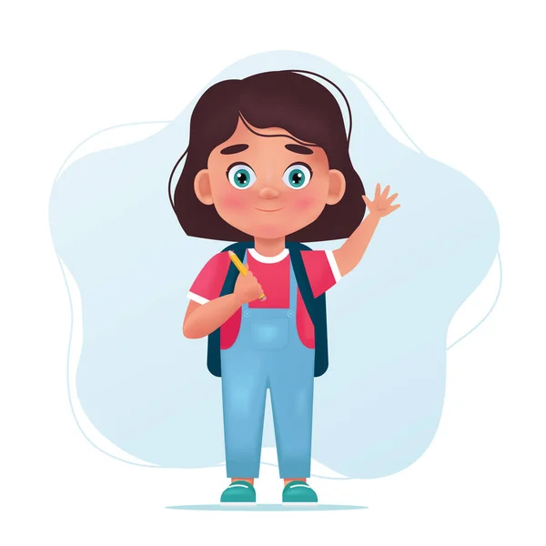 School girl character. Cute child, back to school concept. Cartoon vector illustration —  Vetores de Stock