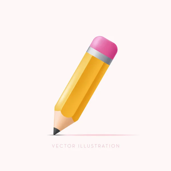 Crayon Jaune Objet Volumétrique Bois Pour Écriture Dessin Illustration Vectorielle — Image vectorielle