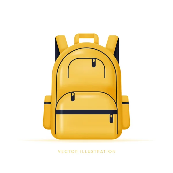 Yellow Backpack Back School Education Concept Vector Illustration Minimal Style — Image vectorielle