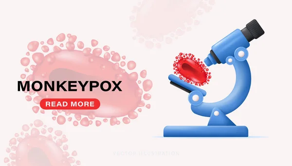 Monkeypox Microscope Monkeypox Virus Outbreak Concept Monkeypox Cells Vector Illustration — Vetor de Stock