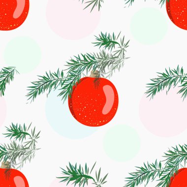 Noel topu ve Noel ağacı dalı ile kusursuz bir desen..