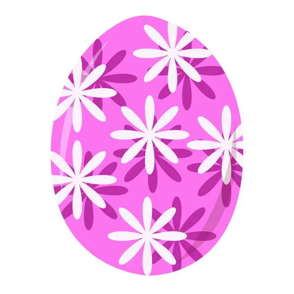Huevo Rosa Pascua Con Flores Blancas Carmesí — Vector de stock