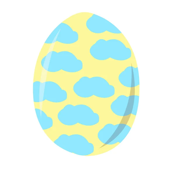 Желтое Пасхальное Яйцо Голубыми Облаками — стоковый вектор