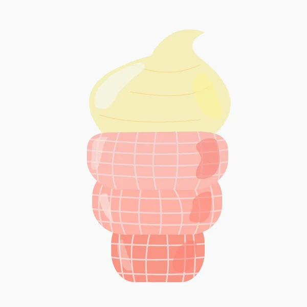 Waffle Bardağında Vanilyalı Dondurma — Stok Vektör