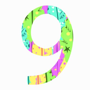 Stylized number nine with an abstract pattern 