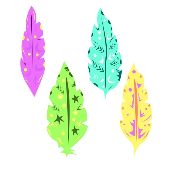 Set Four Colored Feathers — Stockvector