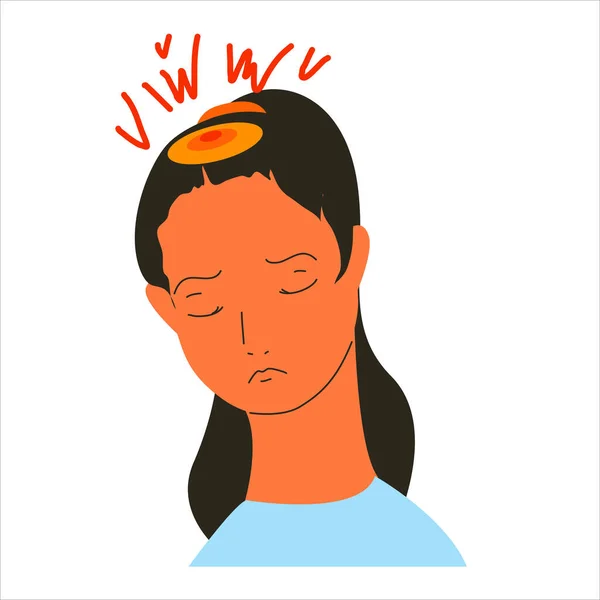 Dziewczyna Silnym Bólem Głowy — Wektor stockowy