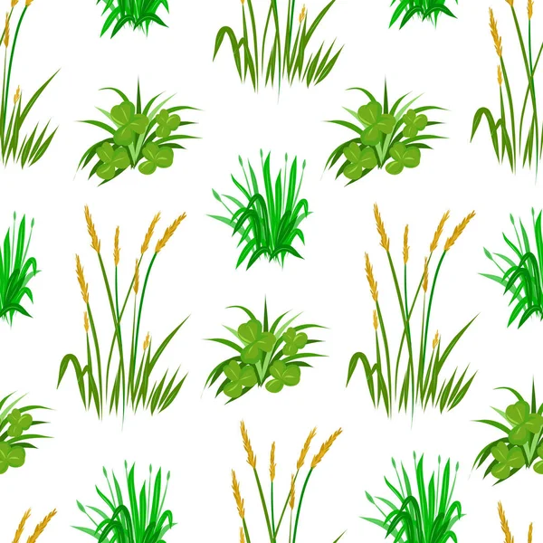 Bezešvé vzory se zelenými bylinkami. — Stockový vektor