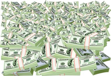 yüz dolar faturaları üzerinde beyaz izole katlanmış