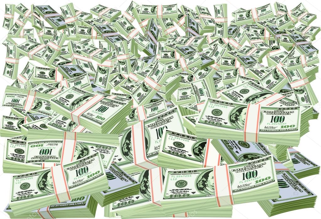 Folded hundred dollar bills isolated on white