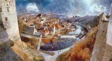 chesky krumlov Panoraması