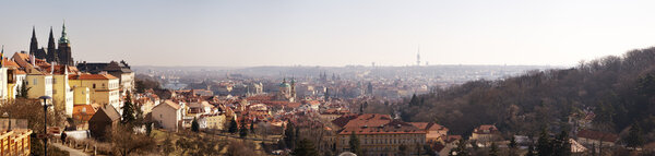 Panorama view of Prague roof tops