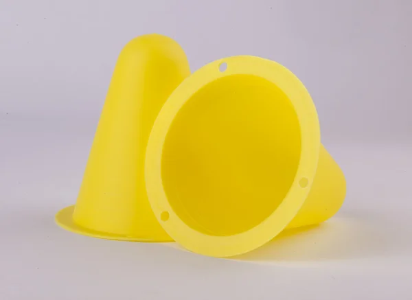 Yellow plastic cones — Stock Photo, Image