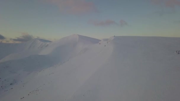 Aerial View Mountain Snow Capped Peak Sunrise — Stock Video