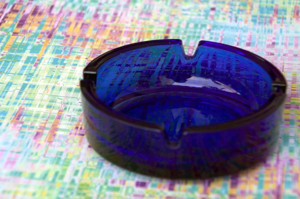 Blue glass ashtray — Stock Photo, Image