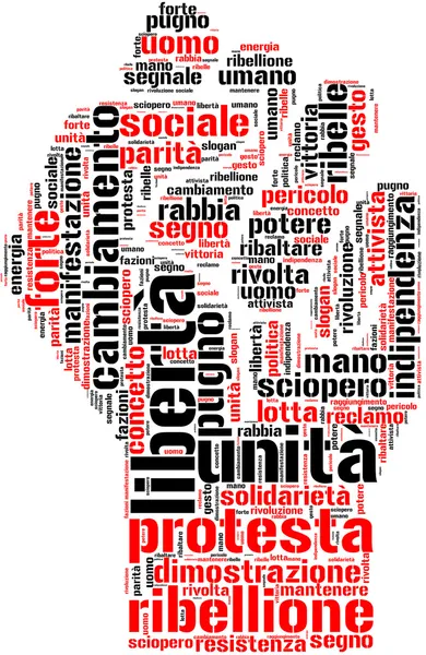 Pugno di protesta tagcloud — Φωτογραφία Αρχείου