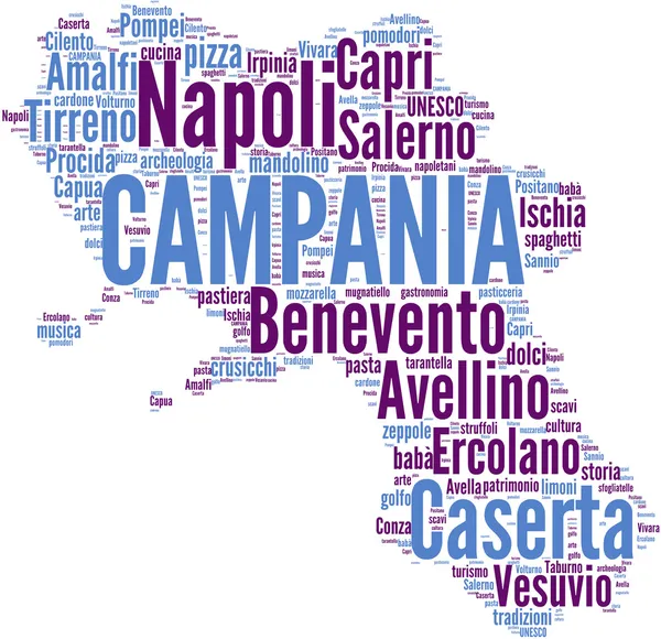 Campania tagcloud - regioni di Italia — Stok fotoğraf