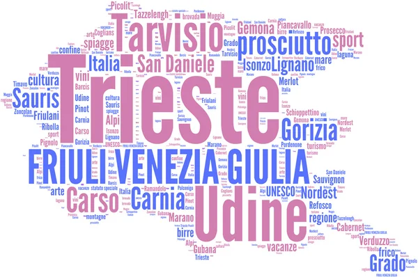 Friuli-Wenecja Julijska tagcloud - regioni di Italia — Zdjęcie stockowe