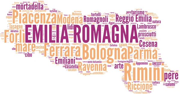 Emilia Romagna tagcloud - regioni di Italia — Stock Fotó