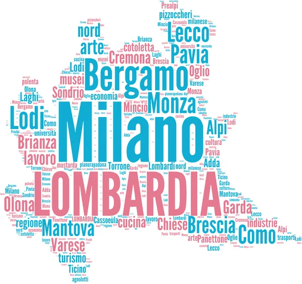 Lombardia tagcloud - regioni di Italia — Zdjęcie stockowe