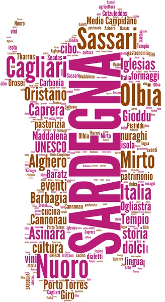 サルデーニャ tagcloud - regioni ディ イタリア — ストック写真