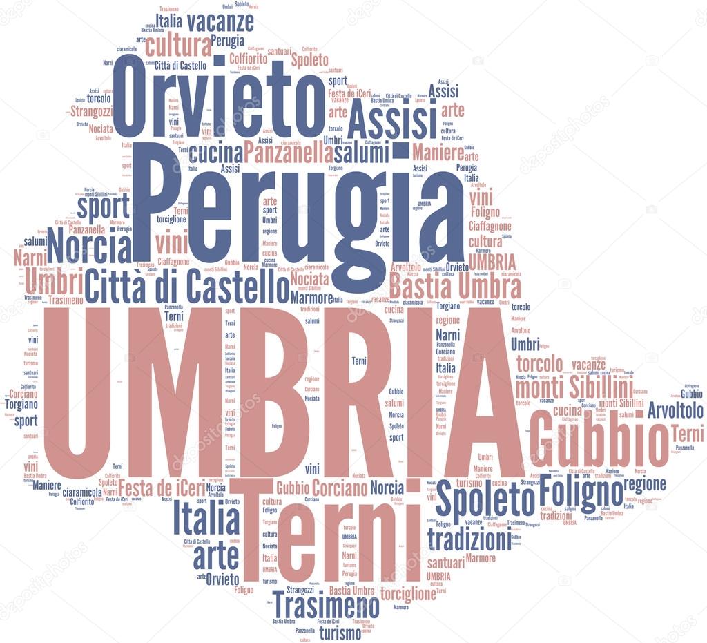 Umbria tag cloud - regioni di Italia