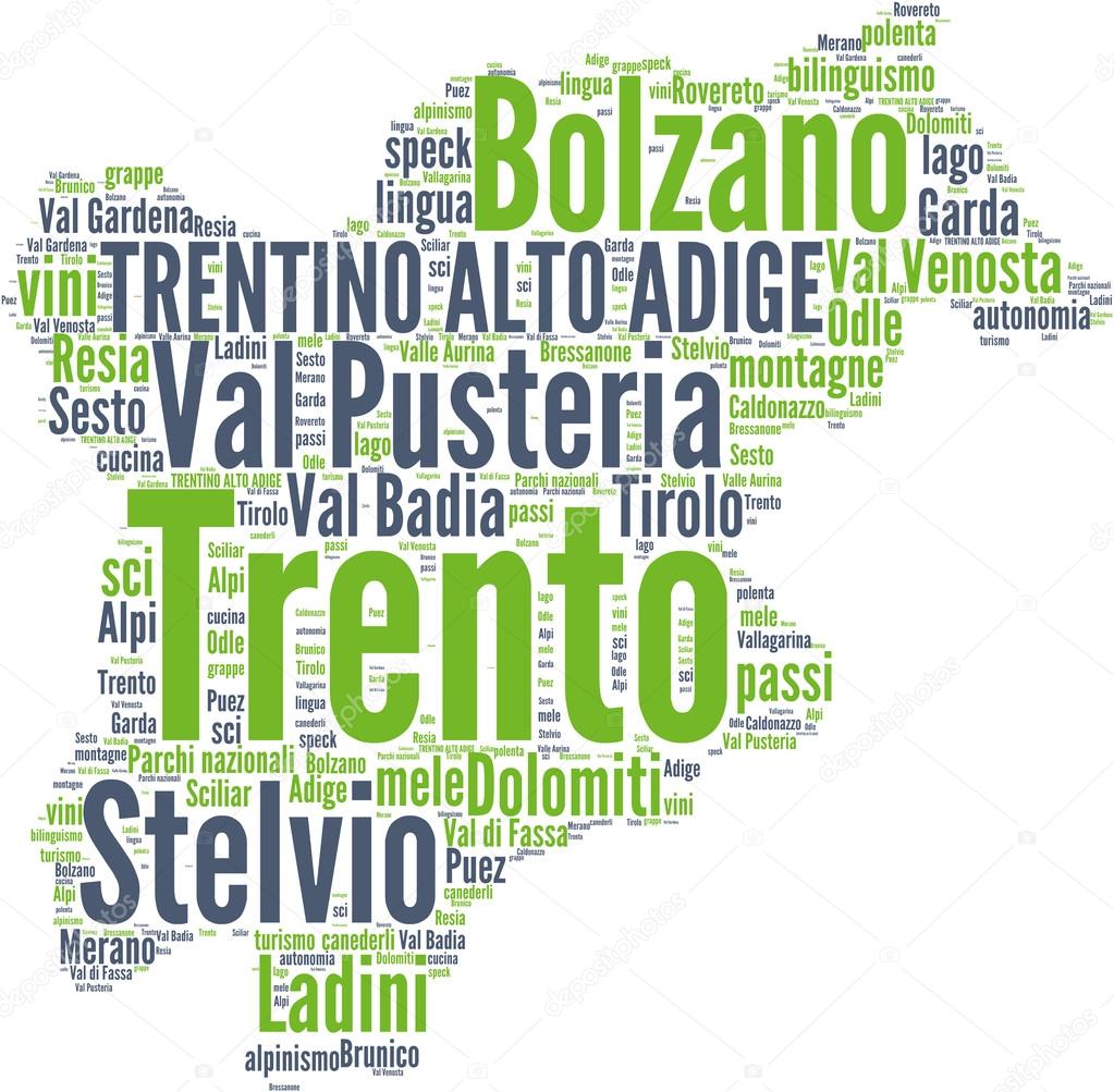Trentino Alto Adige tagcloud - regioni di Italia