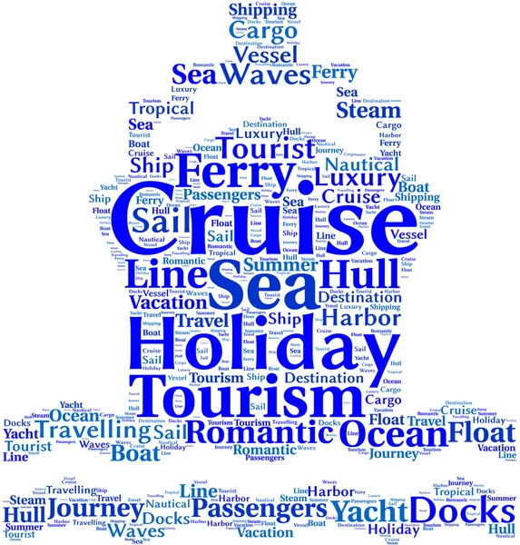 Cruise ship symbol tag cloud illustration — Stock Photo, Image