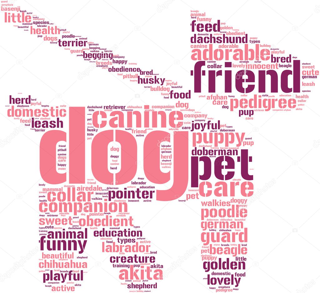 dog and leash symbol tag cloud pictogram