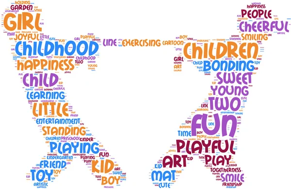 Tug of war pictogram - playing children tag cloud — Stock Photo, Image