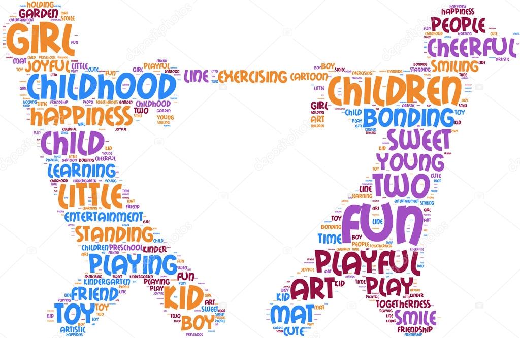 tug of war pictogram - playing children tag cloud