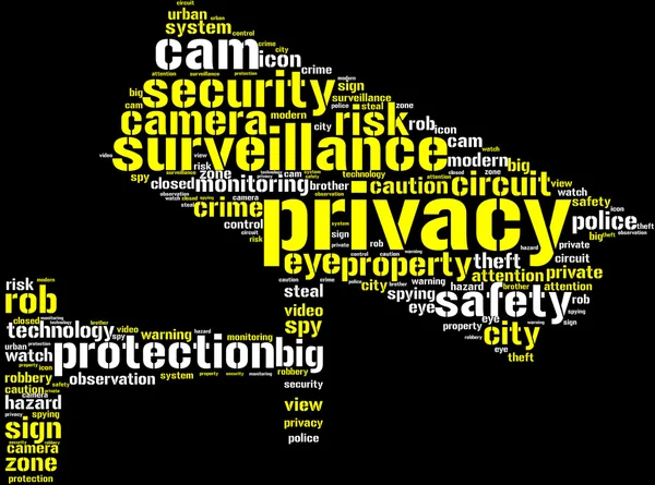 Security camera shaped tag cloud — Stock Photo, Image