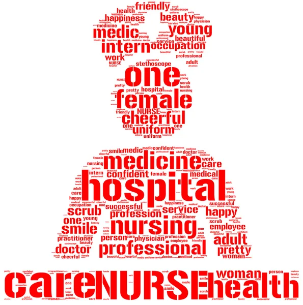 Sjuksköterska symbol tag cloud illustration — Stockfoto
