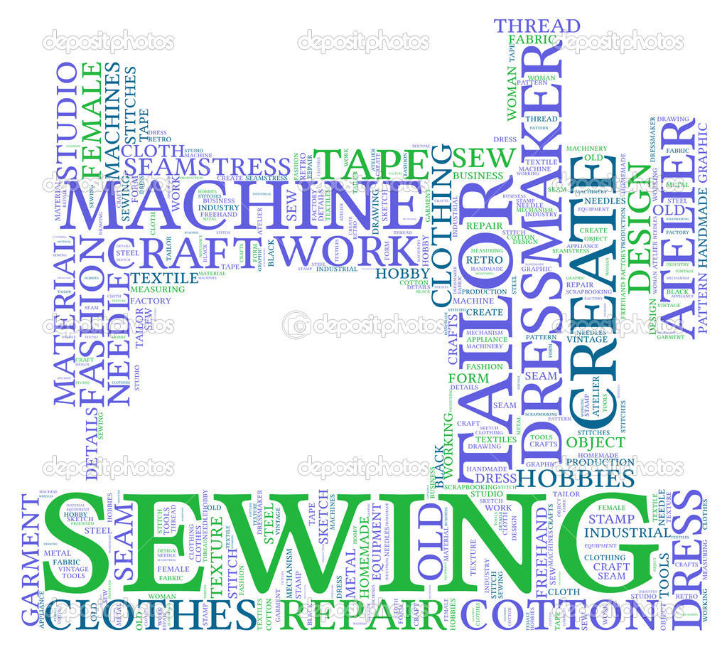 Sewing machine tag cloud illustration