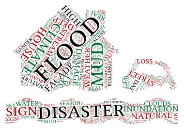 taşkın kavramı piktogram tag cloud illüstrasyon