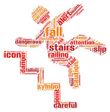 Caution stairs sign tag cloud illustration clipart