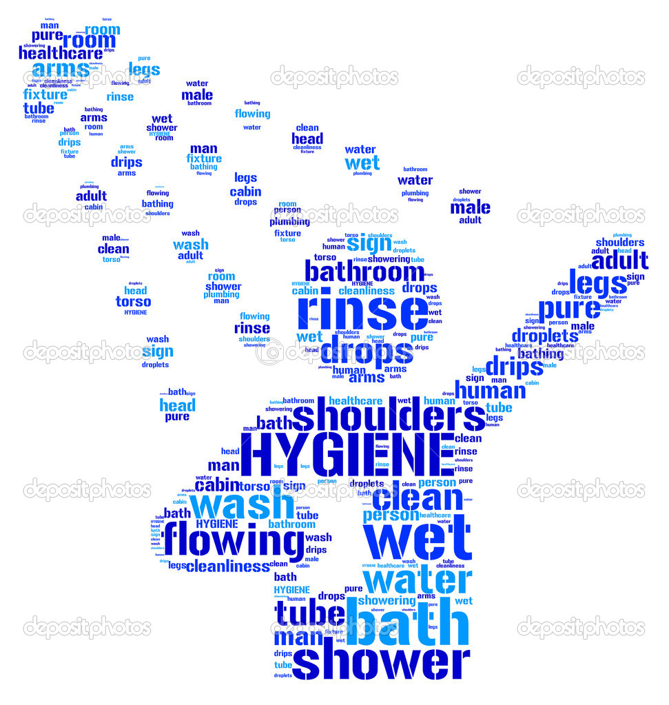 Shower pictographic symbol tag cloud illustration