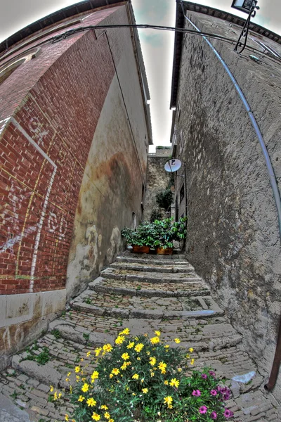 Gamla italienska byggnader i hdr - fisheye-objektiv Foto. — Stockfoto