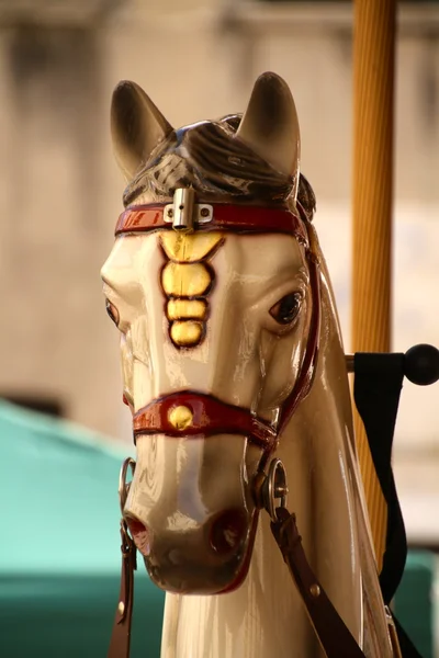 Carousel, Vintage horses on a carnival Merry Go Round — Stock Photo, Image