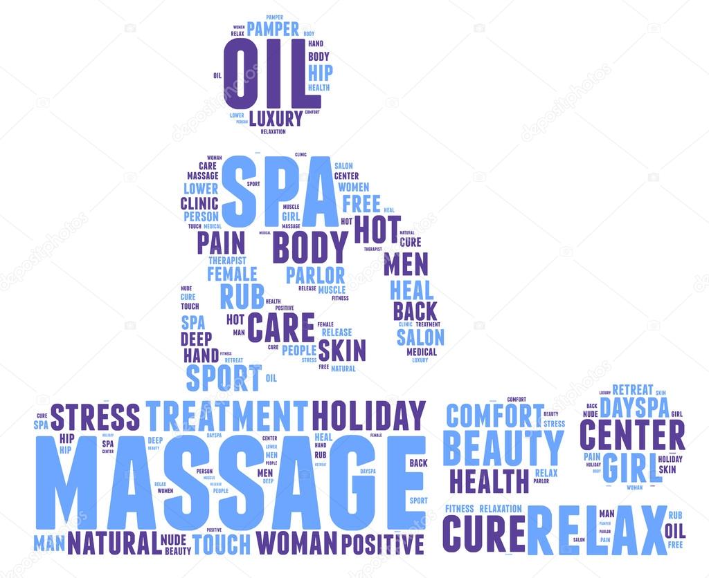 Spa massage pictogram tag cloud illustration