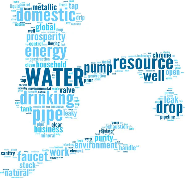 Grifo de agua y llave inglesa etiqueta nube ilustración —  Fotos de Stock