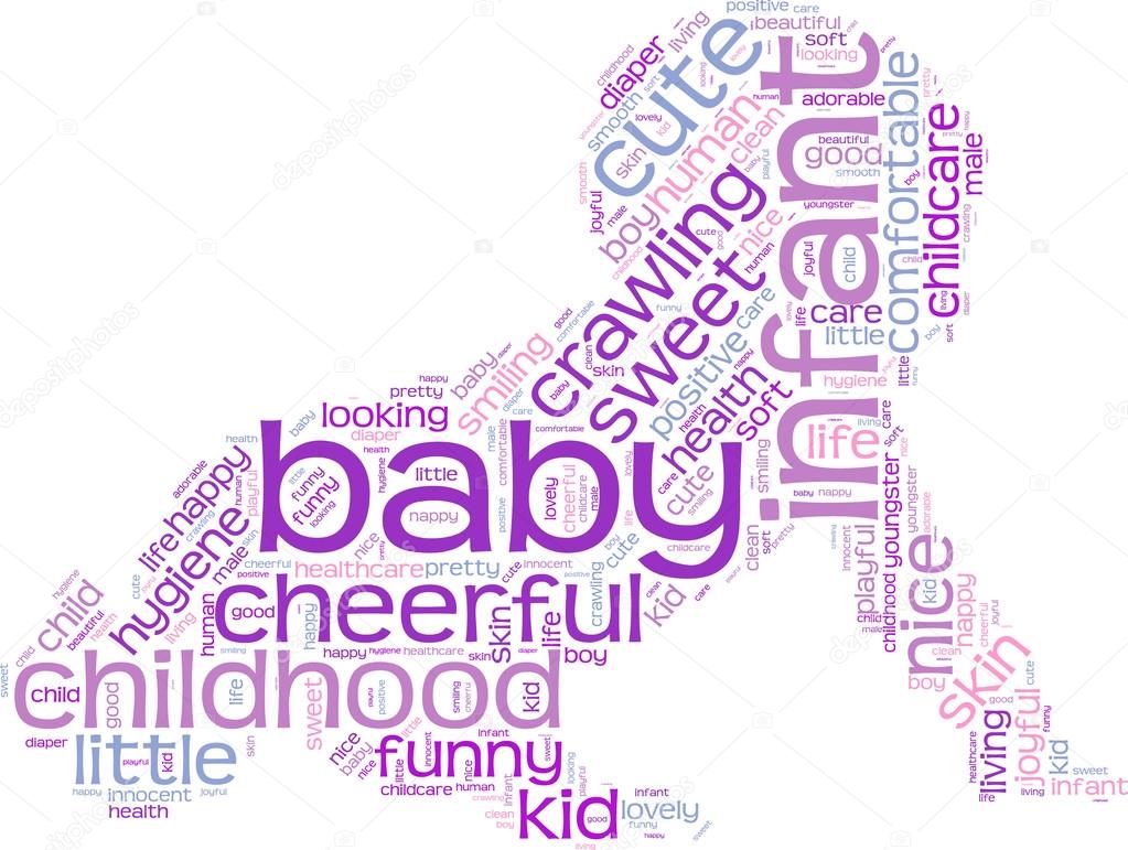 Crawling baby tag cloud illustration