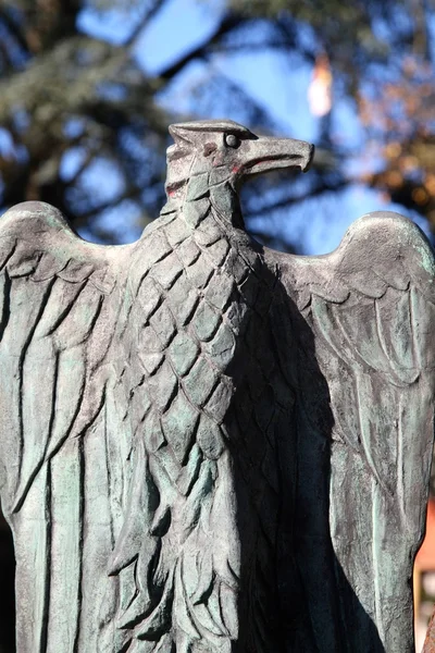 Sculpture tête d'aigle en bronze — Photo