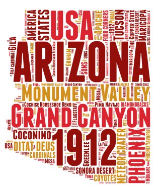 Arizona USA state map vector tag cloud illustration clipart