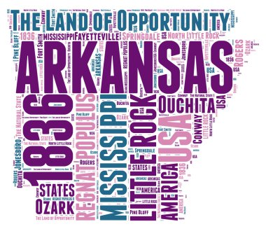 Arkansas ABD eyalet haritası vektör etiketi illüstrasyonu