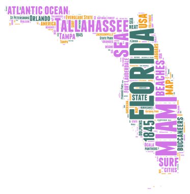 Florida eyaleti harita vektör bulut illüstrasyonu