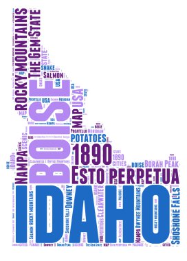 Idaho ABD eyalet haritası vektör etiketi illüstrasyonu