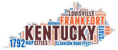 Kentucky ABD eyaleti harita vektör bulut illüstrasyonu