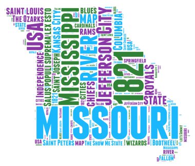 Missouri ABD eyalet haritası vektör etiketi illüstrasyon