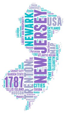 New Jersey ABD eyalet haritası vektör etiketi illüstrasyonu